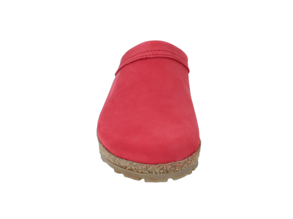 Haflinger Leather Clogs Malmo Red front view