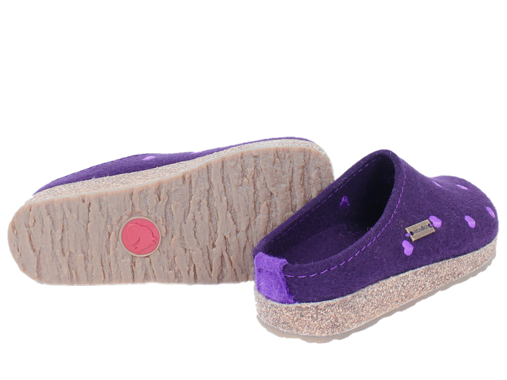 Haflinger Felt Clogs Grizzly Sweetheart Lavendel sole view