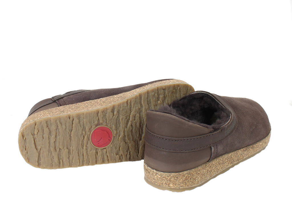 Haflinger Sheepskin Clogs Siberia Brown sole view