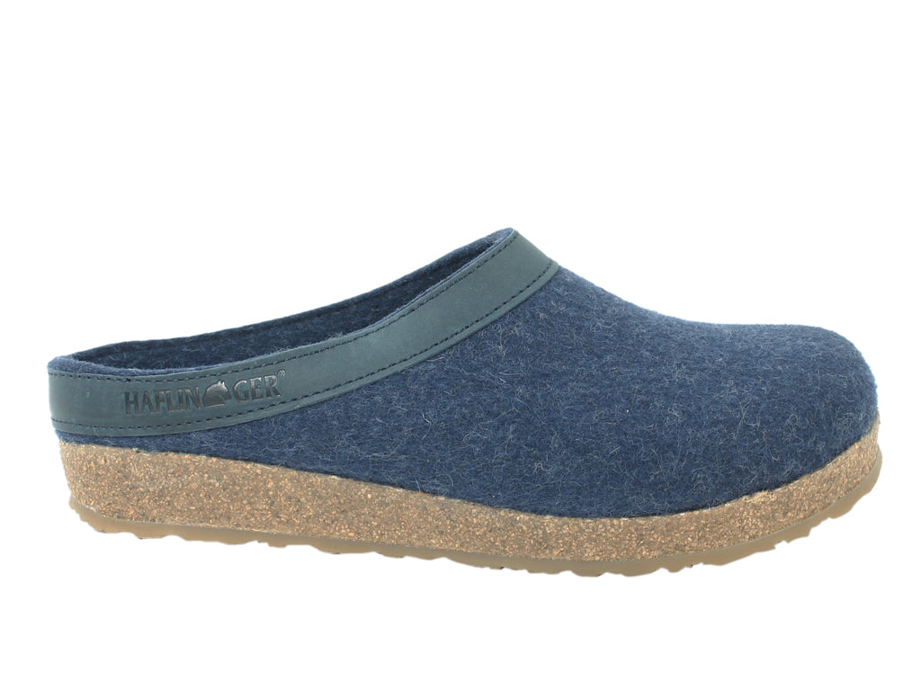 Haflinger Clogs Grizzly Torben Jeans Blue side view