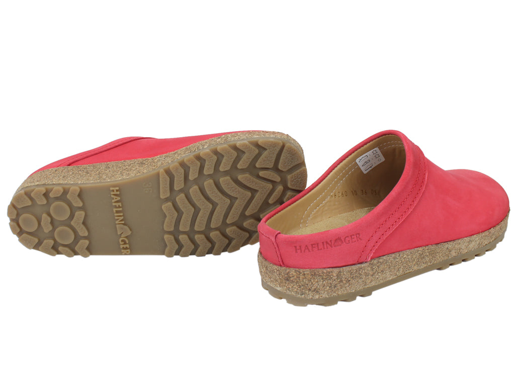 Haflinger Leather Clogs Malmo Red sole view