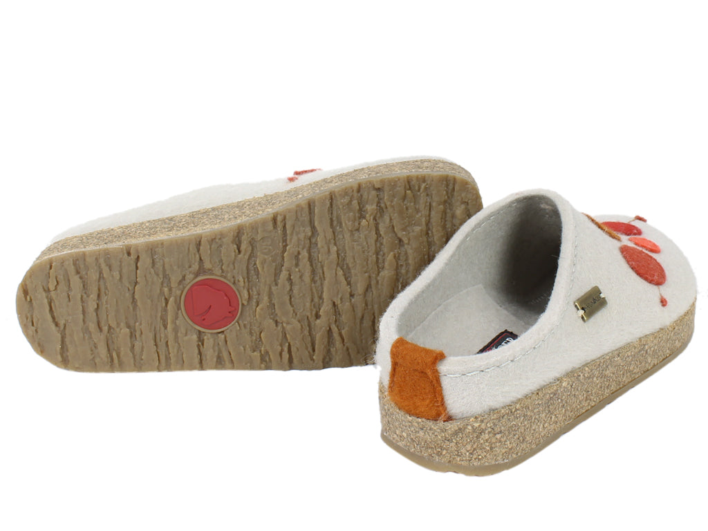 Haflinger Felt Clogs Grizzly Faible Beige sole view