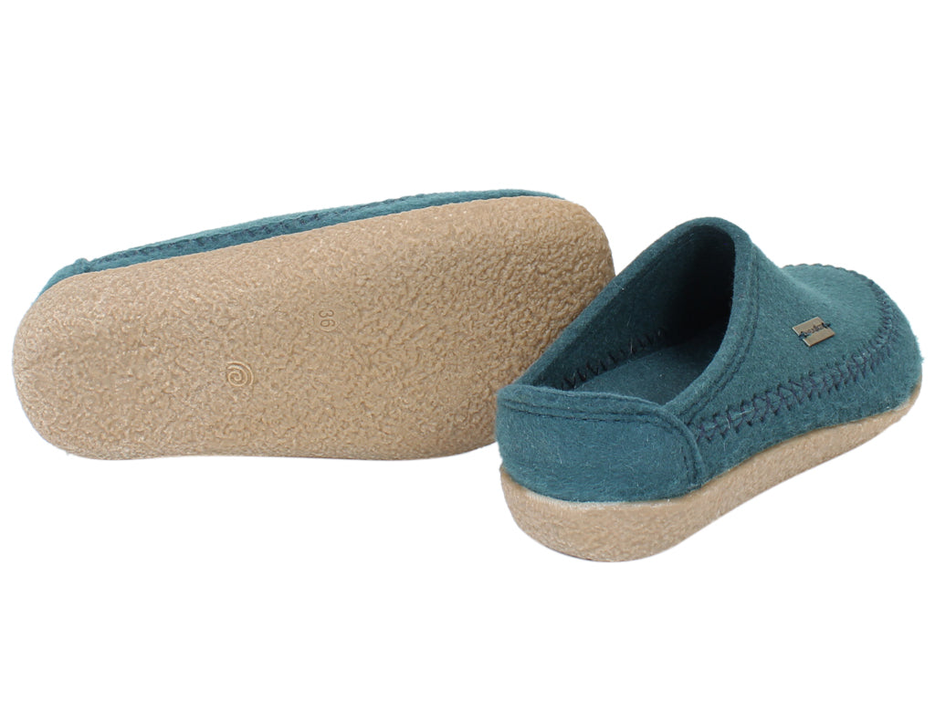 Haflinger Slippers Blizzard Credo Teal sole view