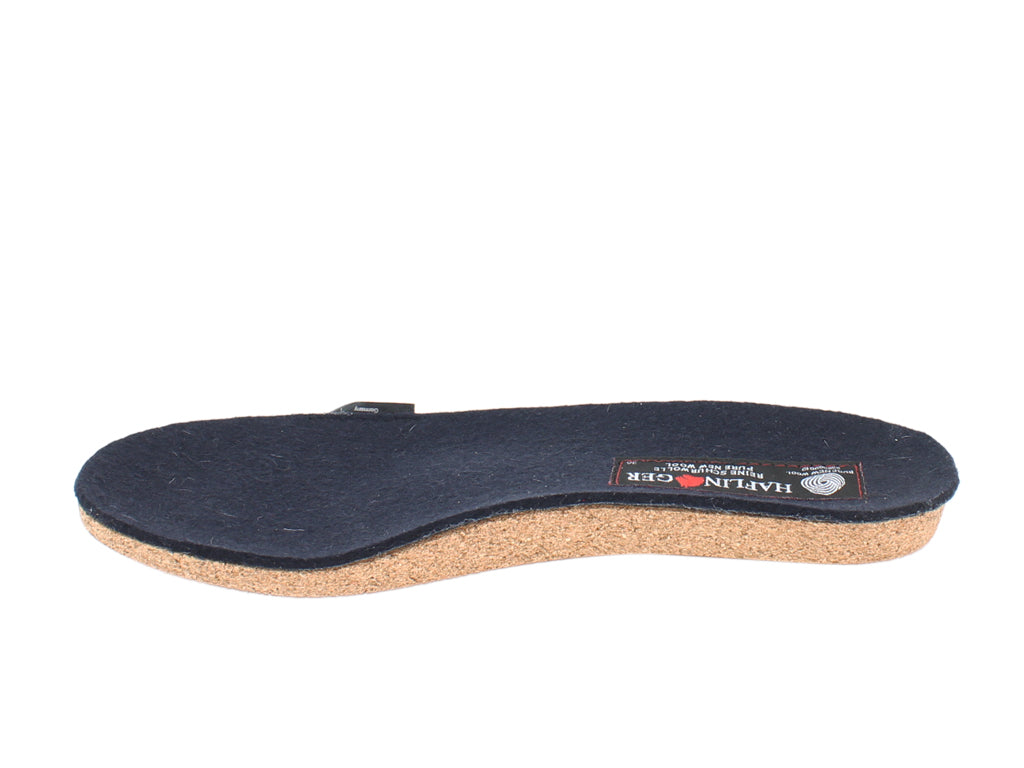 Haflinger Felt Clogs Emil Navy Blue footbed