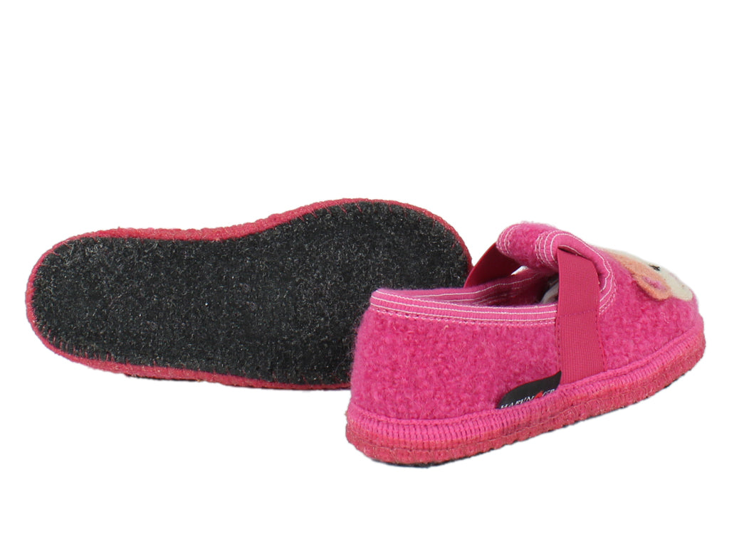 Haflinger Children's slippers Pets Bonbon Pink sole view