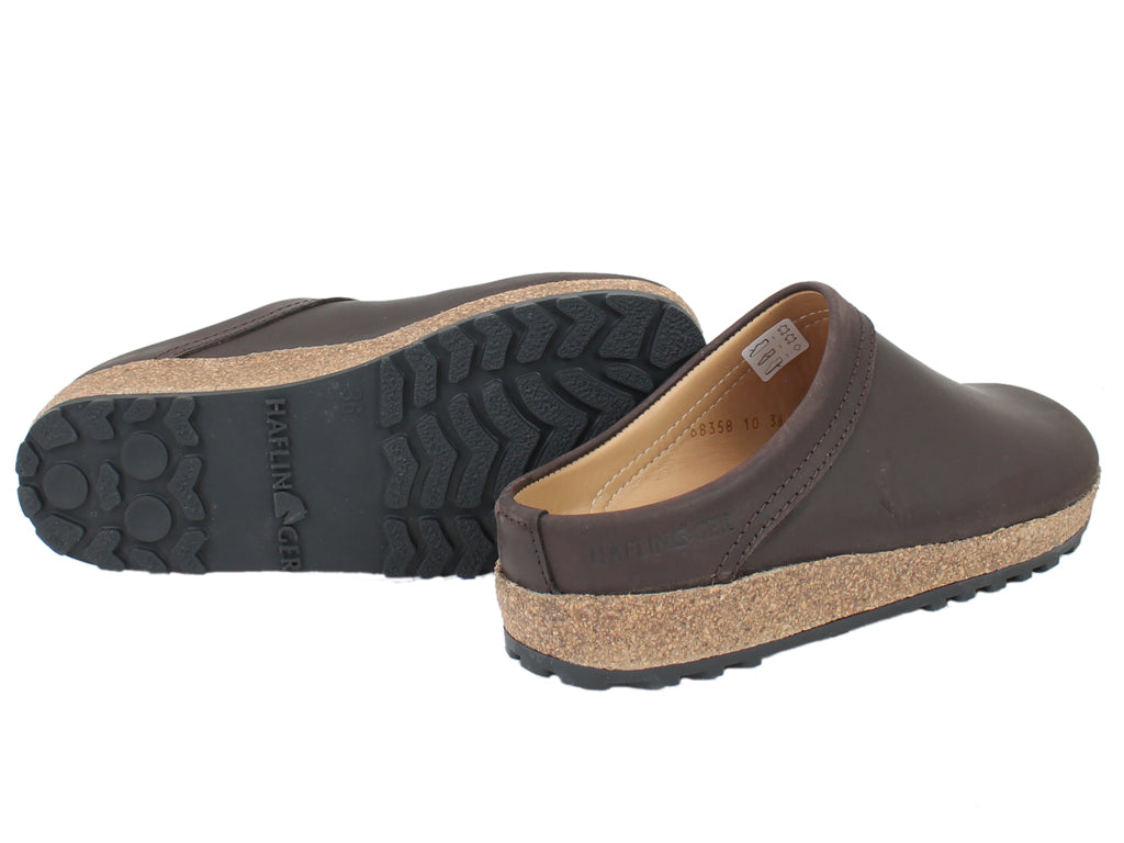 Haflinger Leather Clogs Malmo Brown 708 sole view