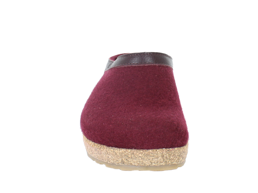 Haflinger Felt Clogs Grizzly Torben Bordeaux 309 front view