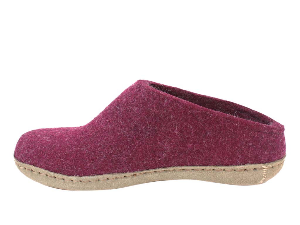 Glerups Slippers open heel Cranberry side view