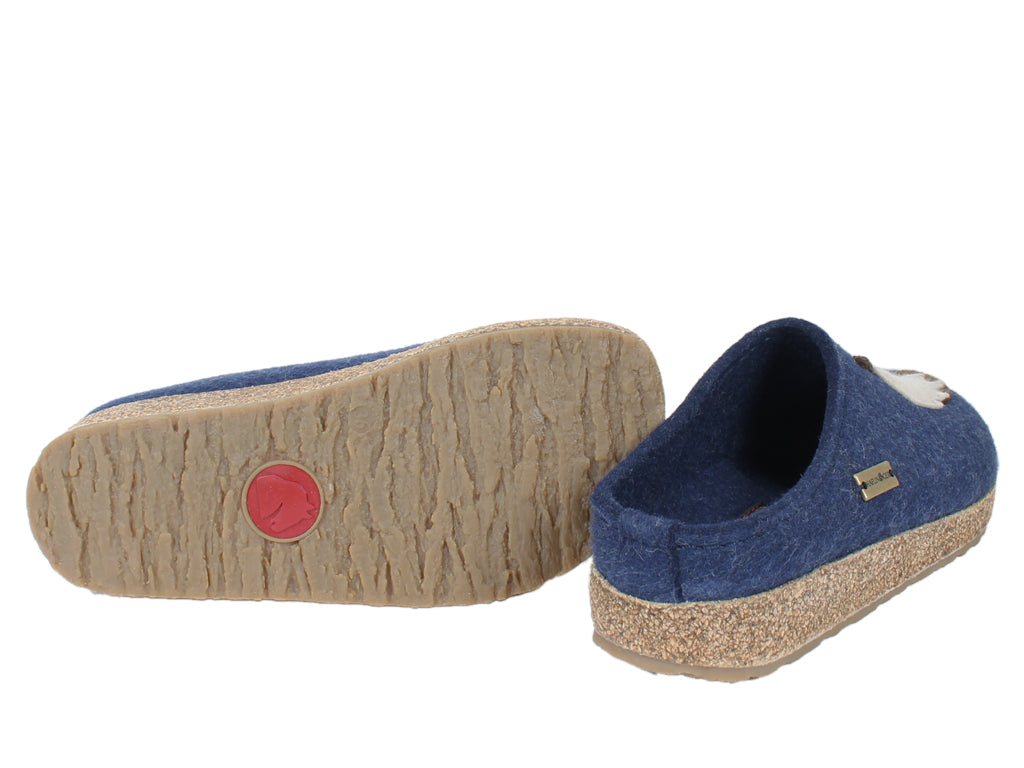 Haflinger Felt Clogs Grizzly Horse Jeans sole view