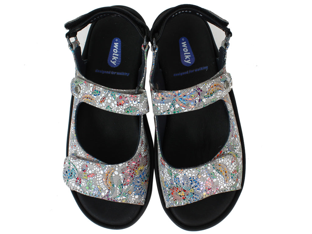 Wolky Women Sandals Rio Mosaic Taupe upper view