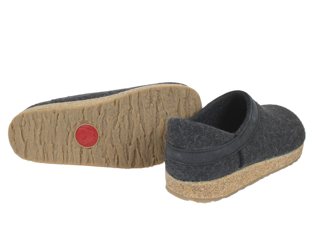 Haflinger Clogs Grizzly Buffalo Graphite sole view