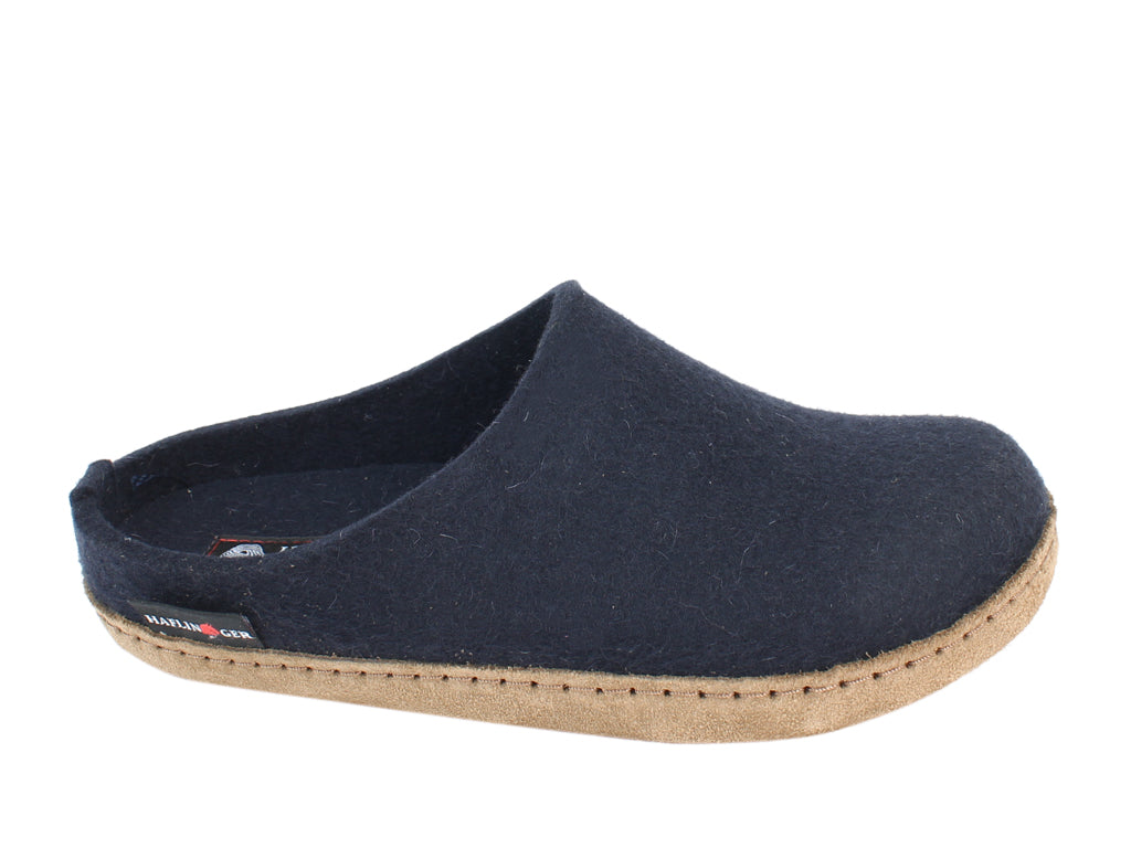 Haflinger Felt Clogs Emil Navy Blue side view