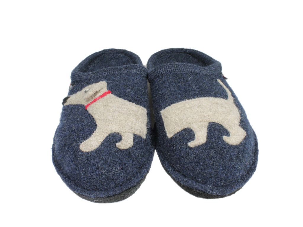 Haflinger Slippers Flair Dachs Dog Dark Blue