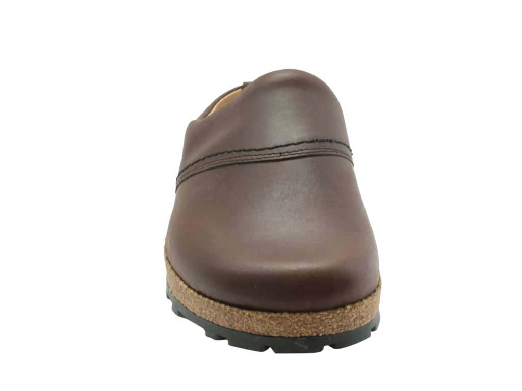 Haflinger Leather Clogs Esbjerg Brown front view