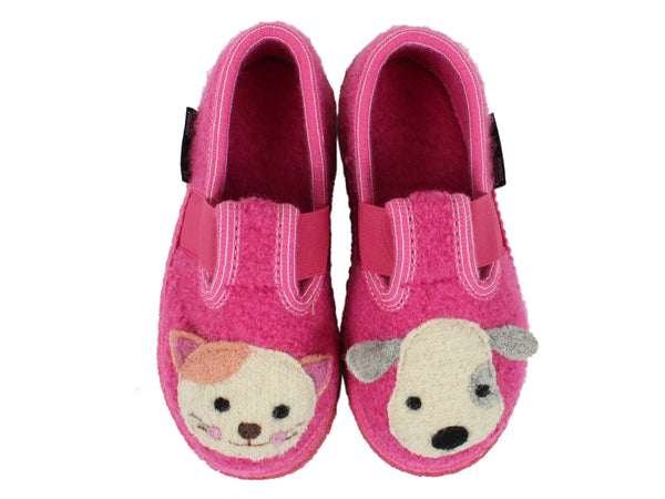 Haflinger Children's slippers Pets Bonbon Pink upper view