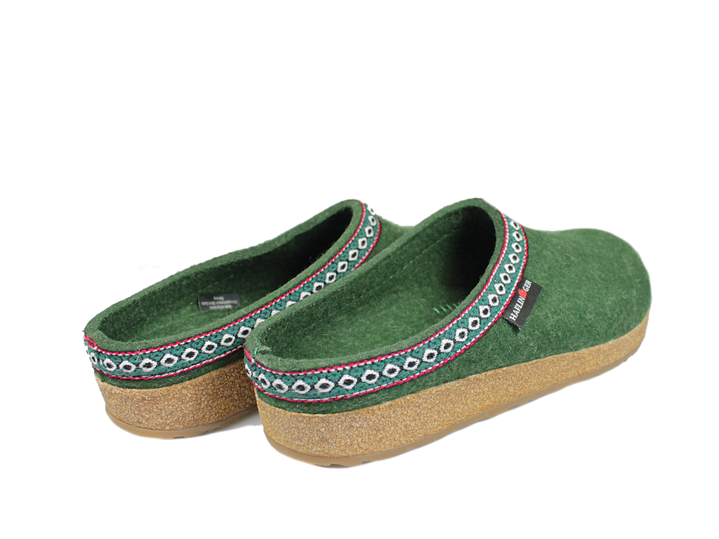 Haflinger Grizzly Classic Felt Clogs Forest Green